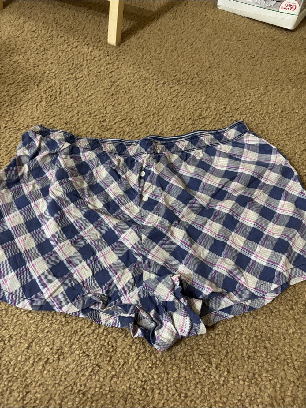 PINK Victoria's Secret Navy, White & Pink Plaid Lounge Shorts